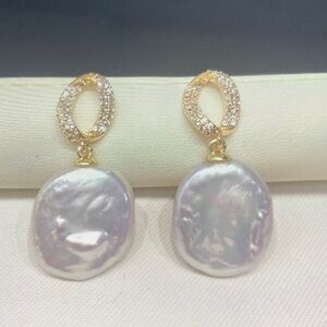 Gold and Pearl Dangle Earrings